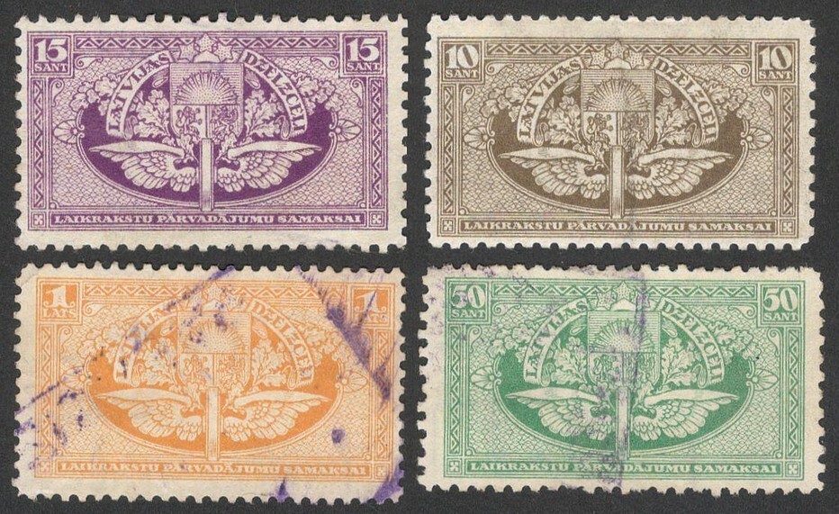 (AOP)  Latvia early revenue stamps (4)