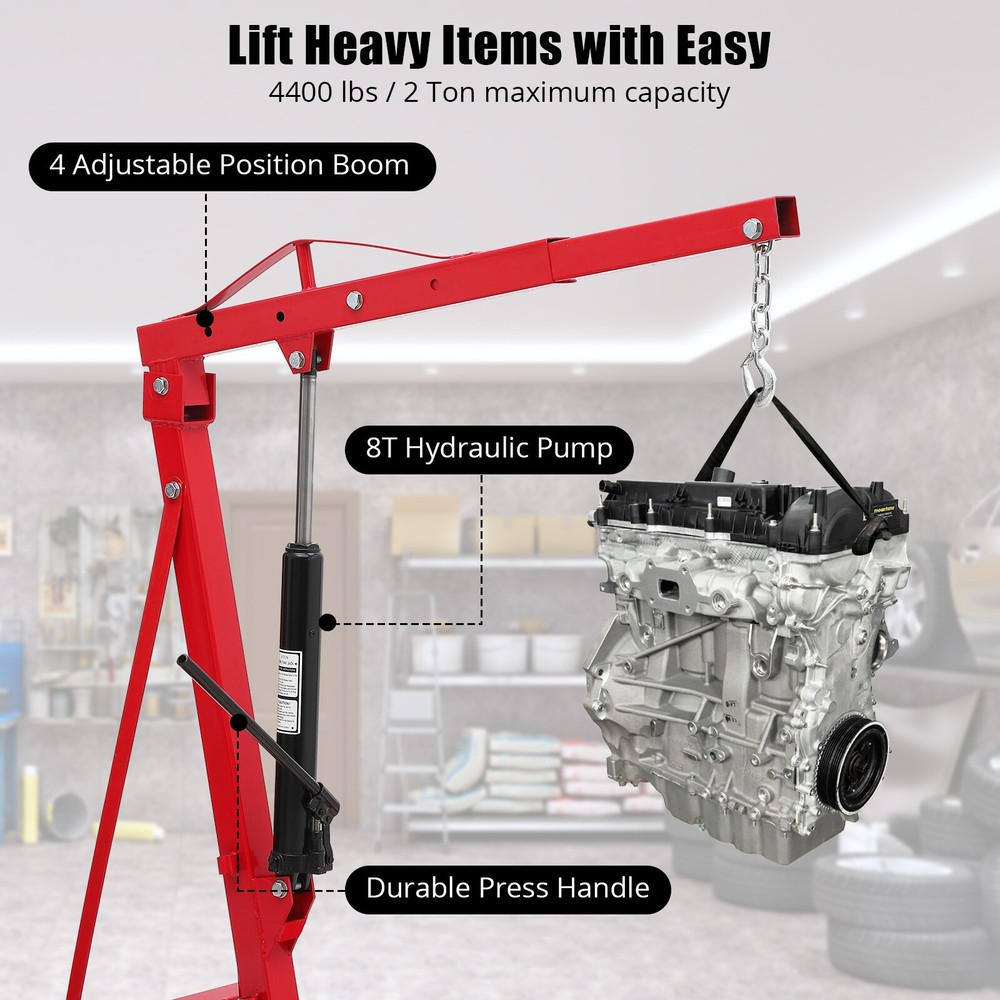 2 Ton Heavy Duty Engine Hoist Cherry Picker Workshop Crane Load Lift Tool