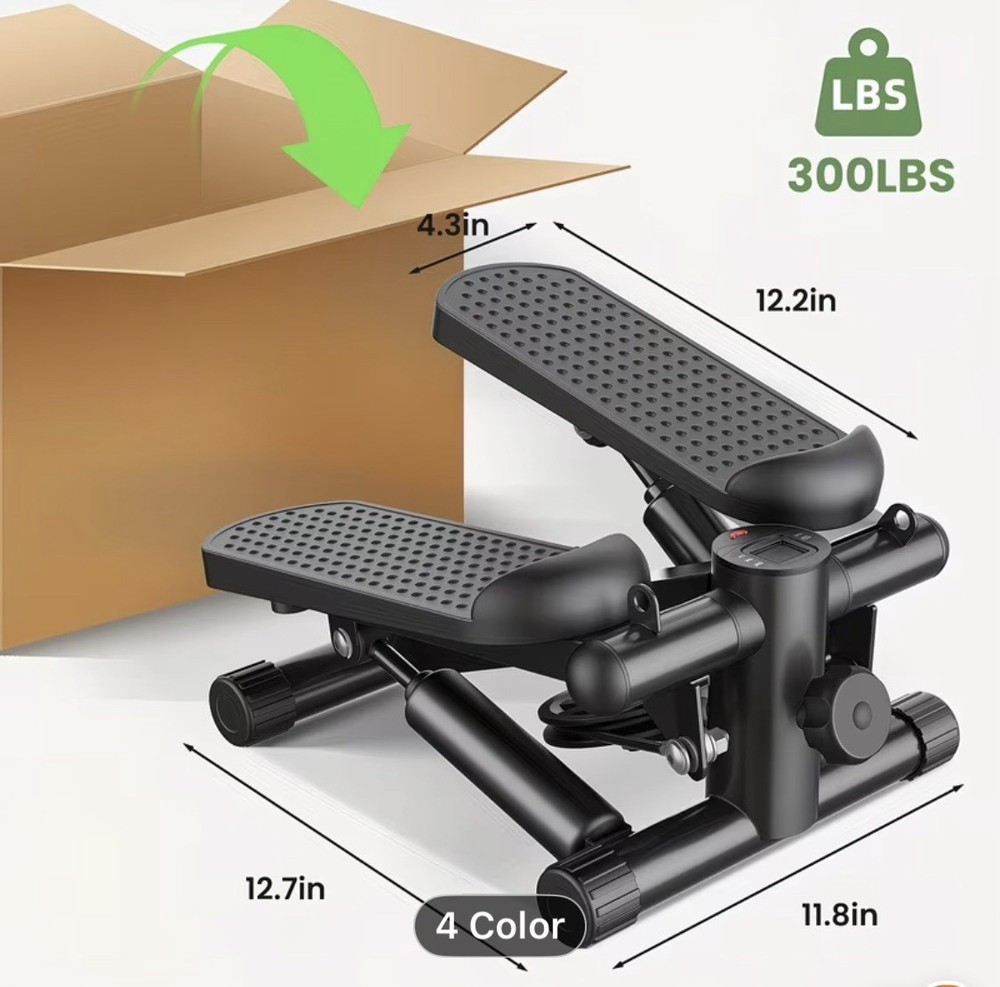 Mini Exercise Stepper with Resistance Bands - Compact Stair Stepper Machine