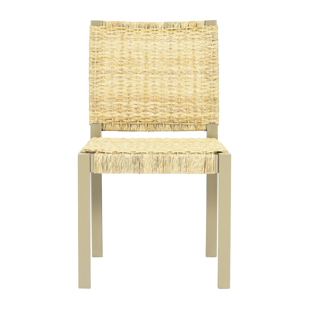 Champagne 59-73" Extendable Table Dining Set, Solid Wood Rattan Chairs