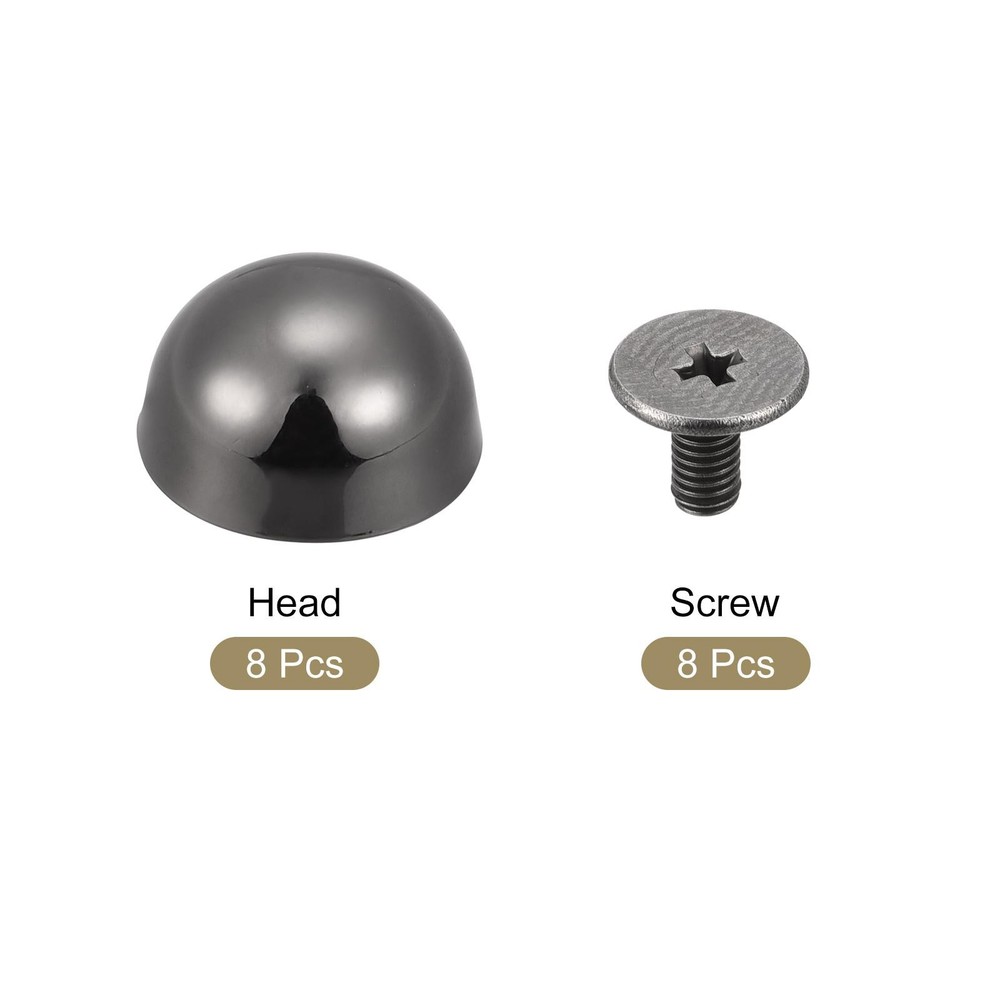 12x7mm Back Screw Rivets Round Cable Head Leather Studs Black 8 Sets