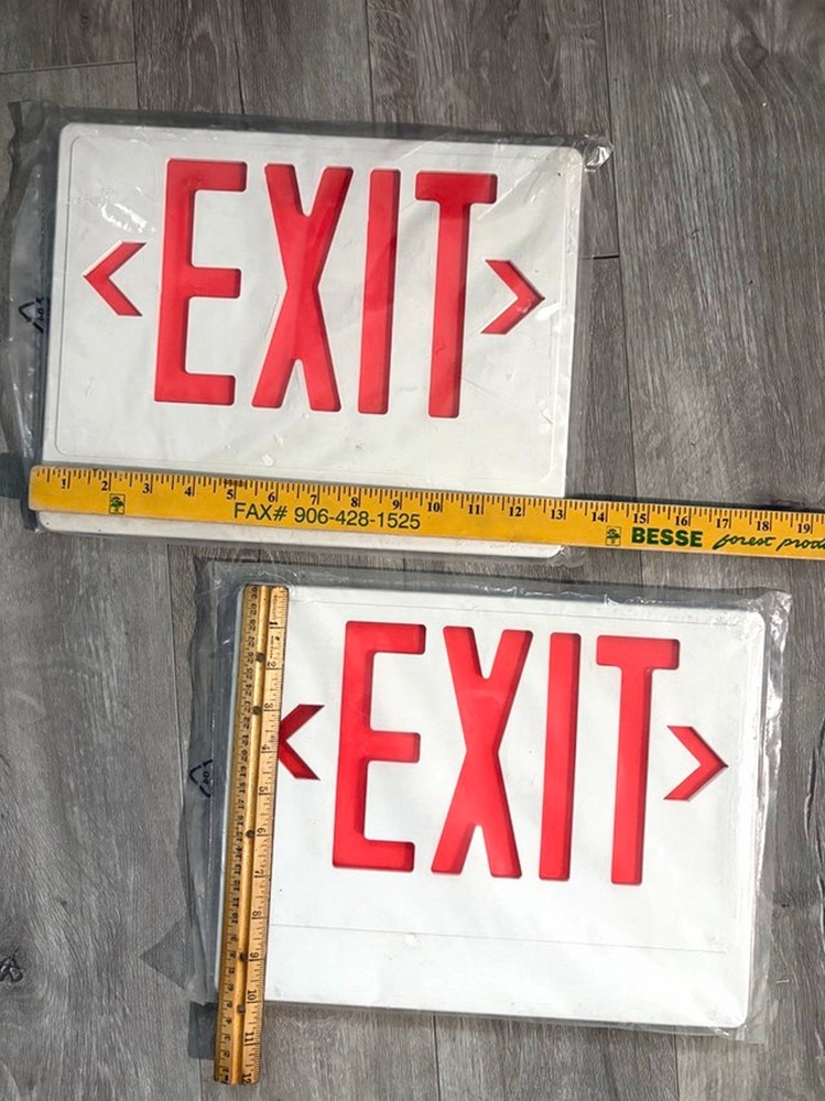 2 Emergency EXIT Sign Covers 13 x 10 Plastic Replacement Covers NEW in Package