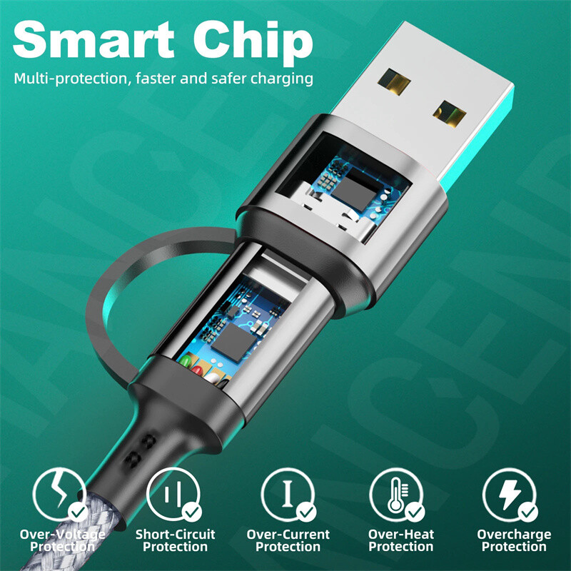 Multi Charging Cable 3 in 1 Multiple USB Fast Charger For iPhone Type C Micro