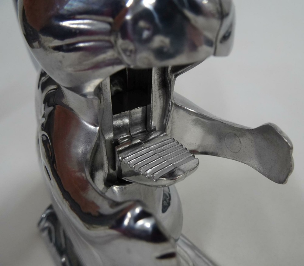 Cast Polished Aluminum 6" Squirrel Nutcracker Modern Retro