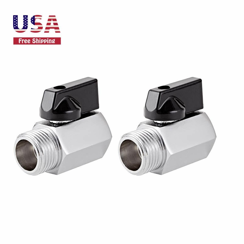 Shut-Off Valve Brass Mini Ball Valve 1/4'' NPT Thread Sandblasting Finish 2 pcs
