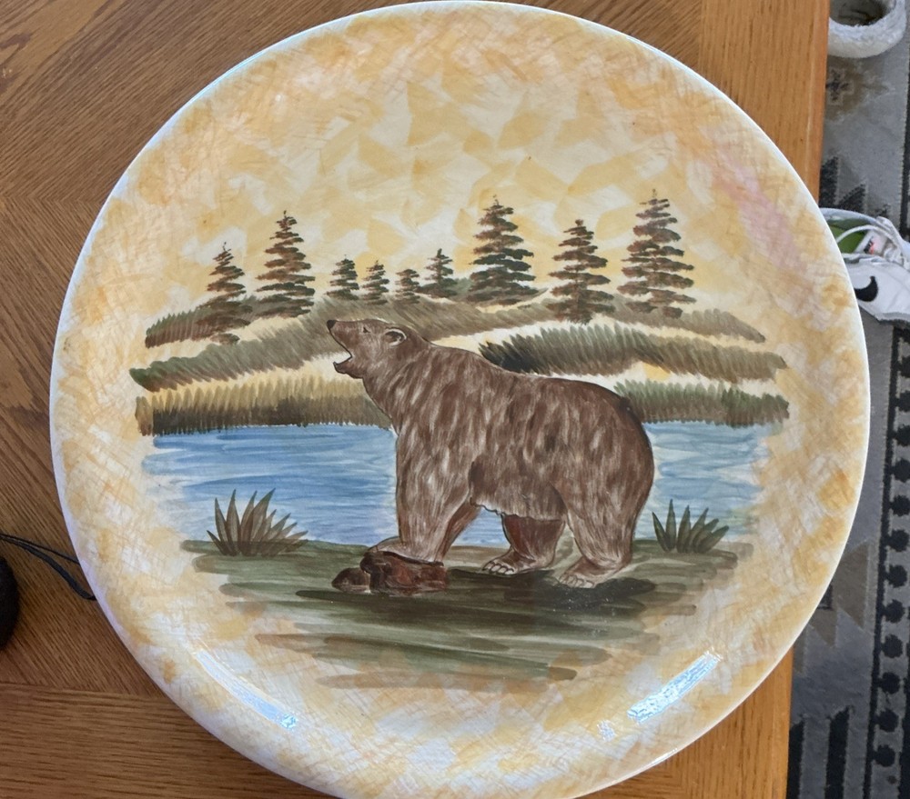 Very Large Serving Plater Brown Bear 18 Across