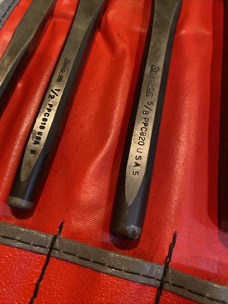 Snap on Tools USA 5 Piece Flat Chisel Set w/ C-50B Kit Bag