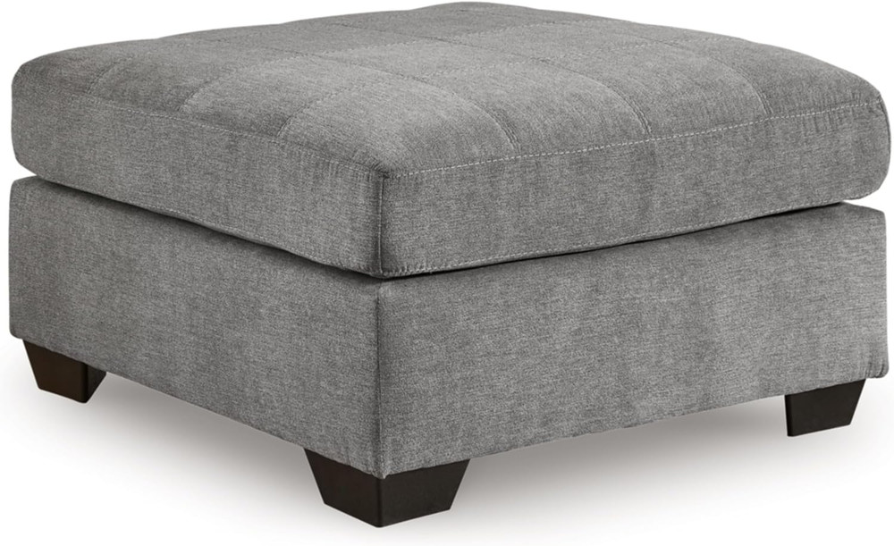 Oversized Light Gray Upholstered Square Accent Ottoman - Marleton Classic