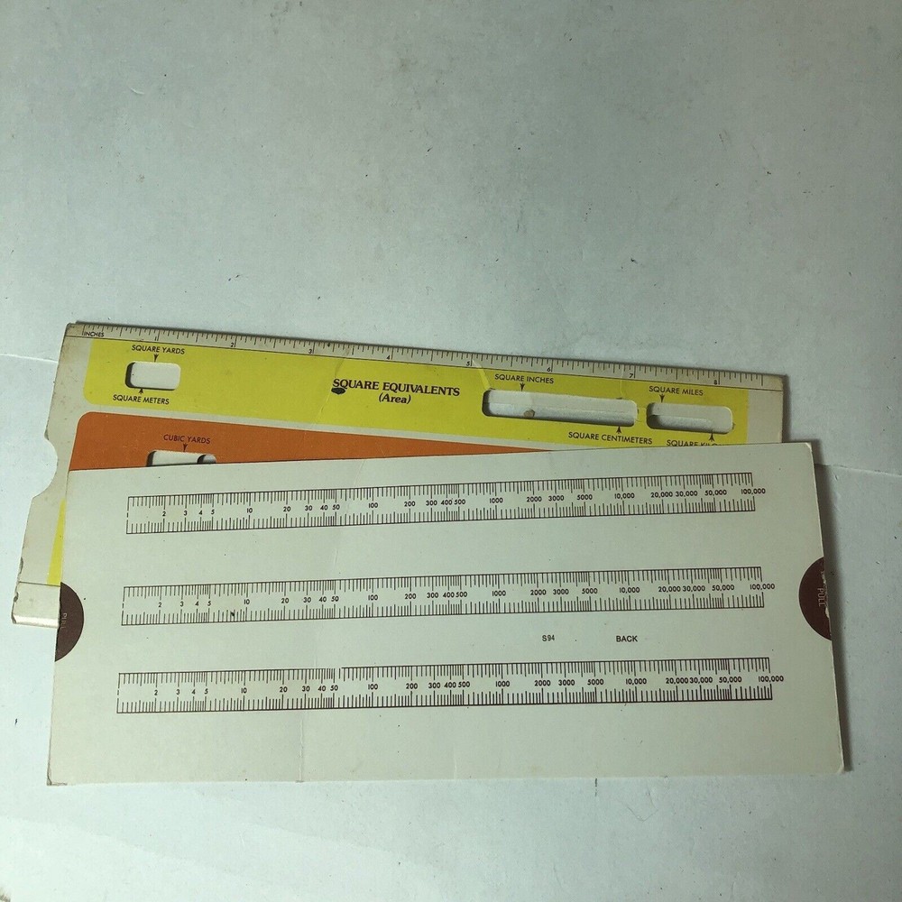 The Metric Converter Slide Ruler Conversion Chart Vintage Volume Mass Meter B4
