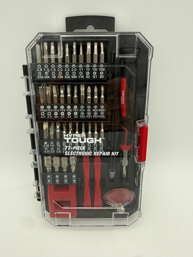 Hyper Tough 77-Piece Precision Tool Kit – Magnetic Screwdriver & Standard Bits