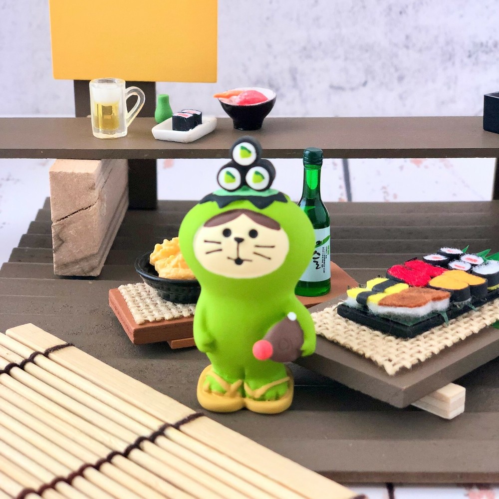 DECOLE Concombre Sushi Cat Miniature 4Pc Set Authentic Japan Hand Painted
