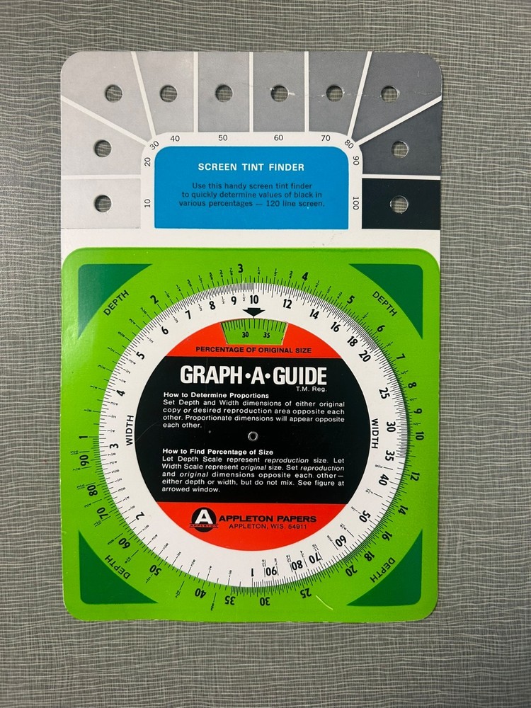 Appleton Papers Graph-A-Guide Screen Tint Finder Proportions Drafting Drawing