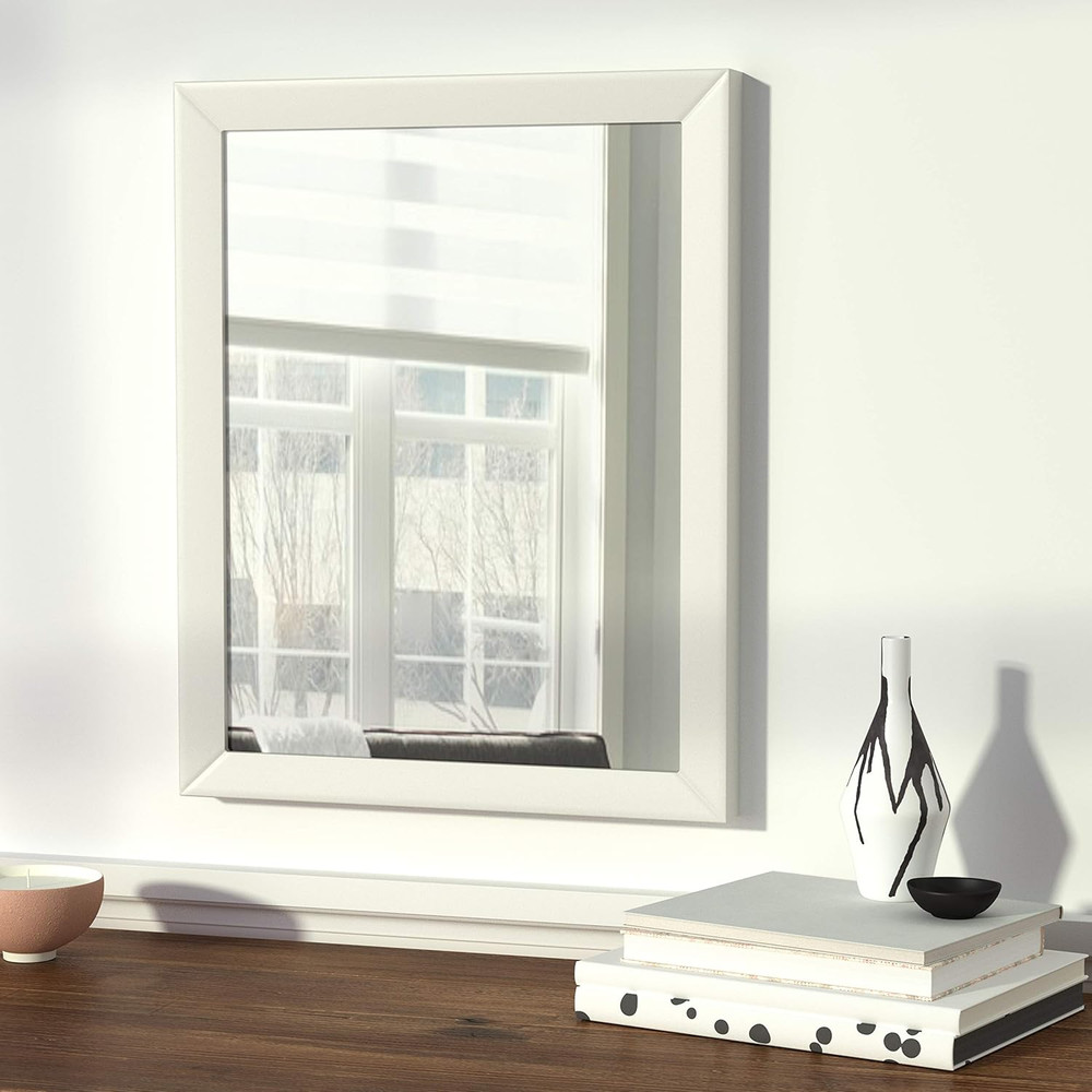 Rectangular Wall Mount Mirror 16" X 20", Standard Trim, White