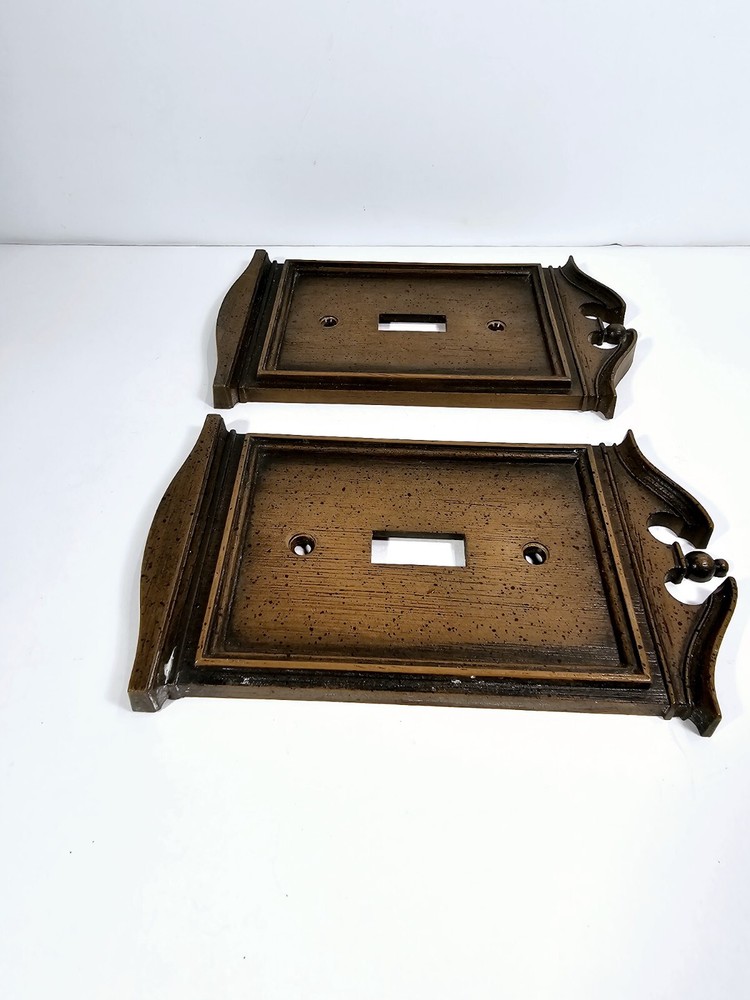 Vintage General Electric Colonial Wood Brown Plastic Single Toggle Light Switch