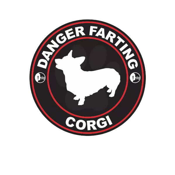 Danger Farting Corgi Sticker Decal
