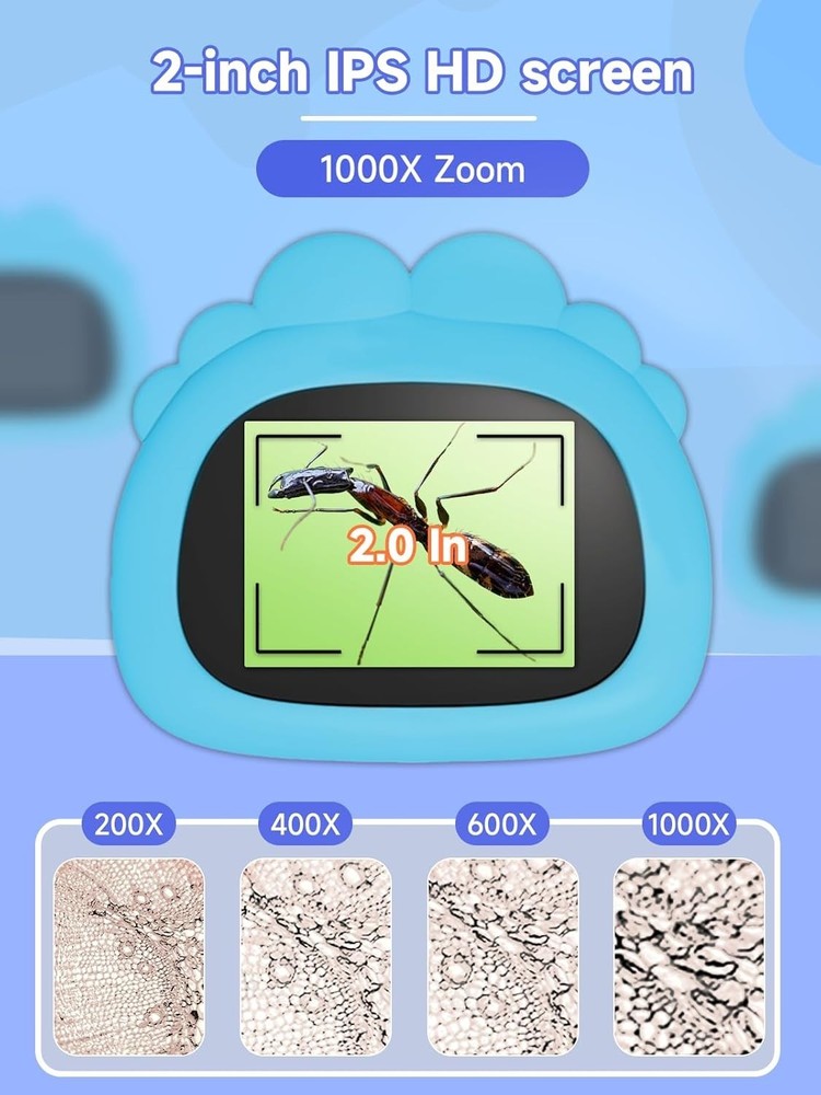 Handheld 1000X Kids Microscope - Connect to PC, Explore the Micro World