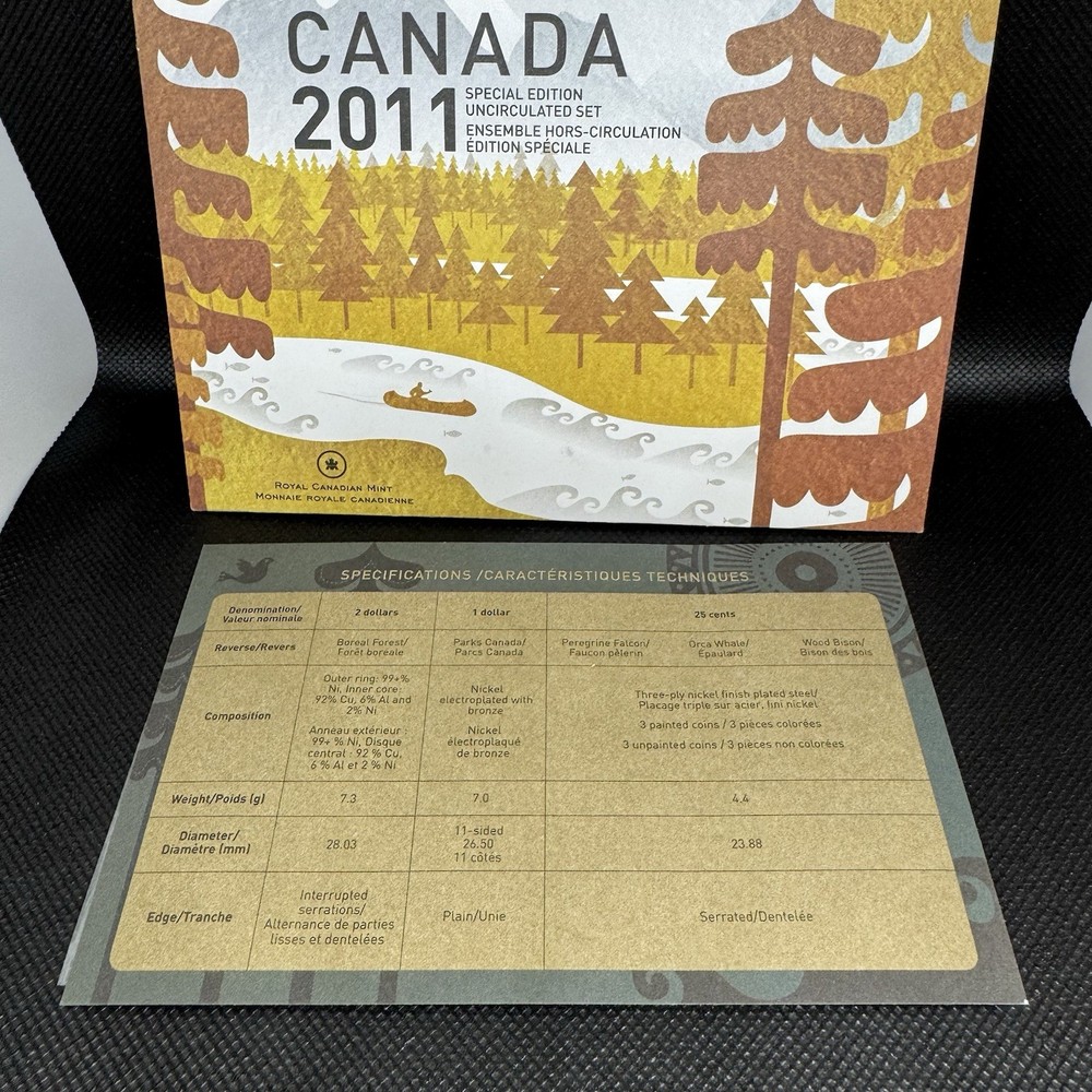 Rare Error Package Canada 2011 Uncirculated Special Coin Set Wrong Side $1 & $2