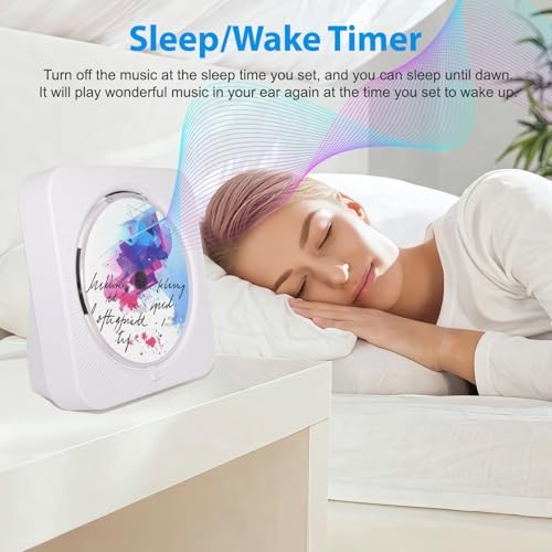 CD Player Portable, Bluetooth CD Players for Home with Remote Control White