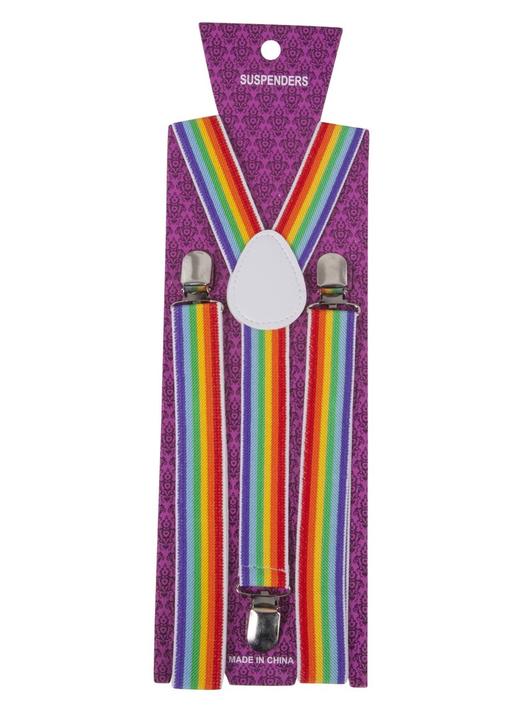 Rainbow Multi Color Elastic Suspenders