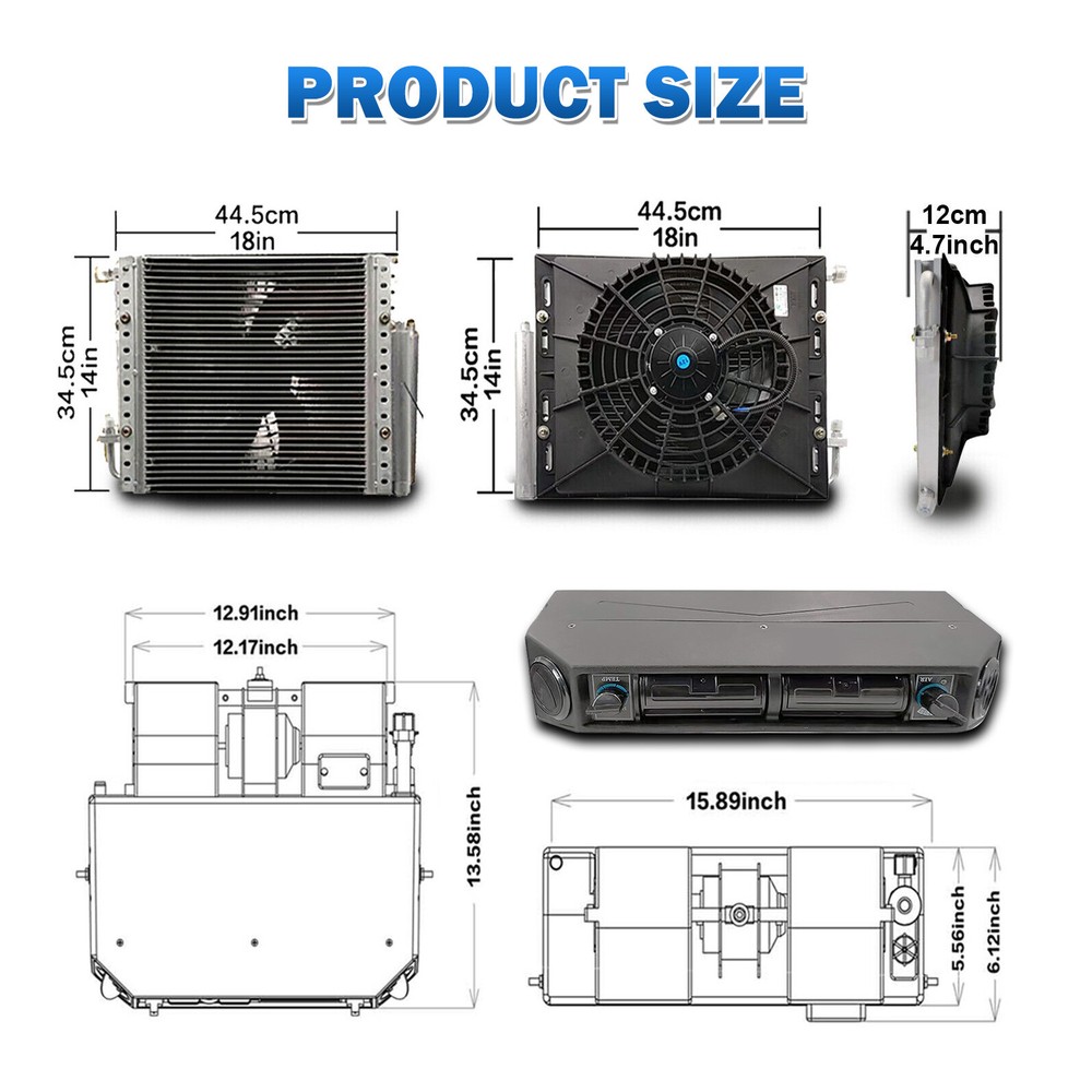 12V w/ Cooling Function Air Conditioner Set Underdash Electric Car A/C Auto Kit