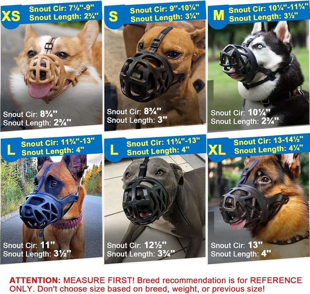 Humane XL Dog Muzzle for Training & Grooming - Breathable Rubber Design