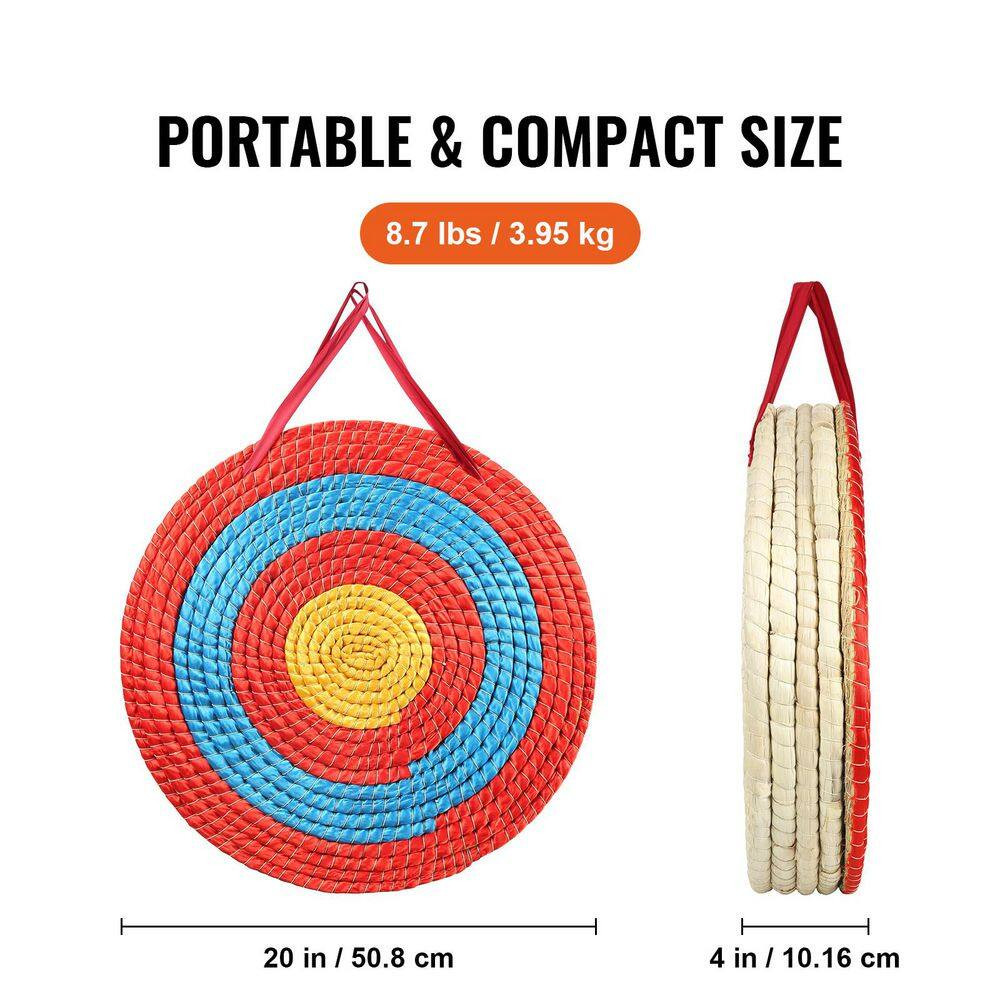 Archery Target, 5-Layers 20 In. Arrow Target, Traditional Solid Straw round Arch
