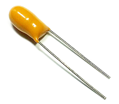 1uF, 50V Solid Resin Dipped Tantalum Capacitor, polarized, +/-20%,