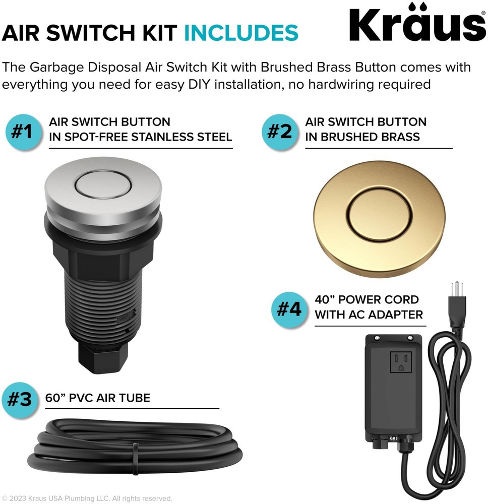 Kraus KWDA-200 Garbage Disposal Air Switch Kit - Stainless Steel