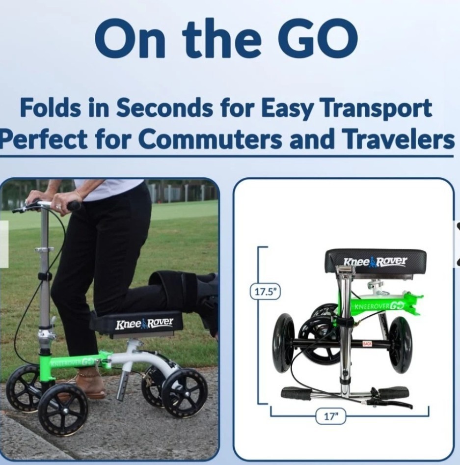 kneerover go foldable knee scooter with memory foam pad