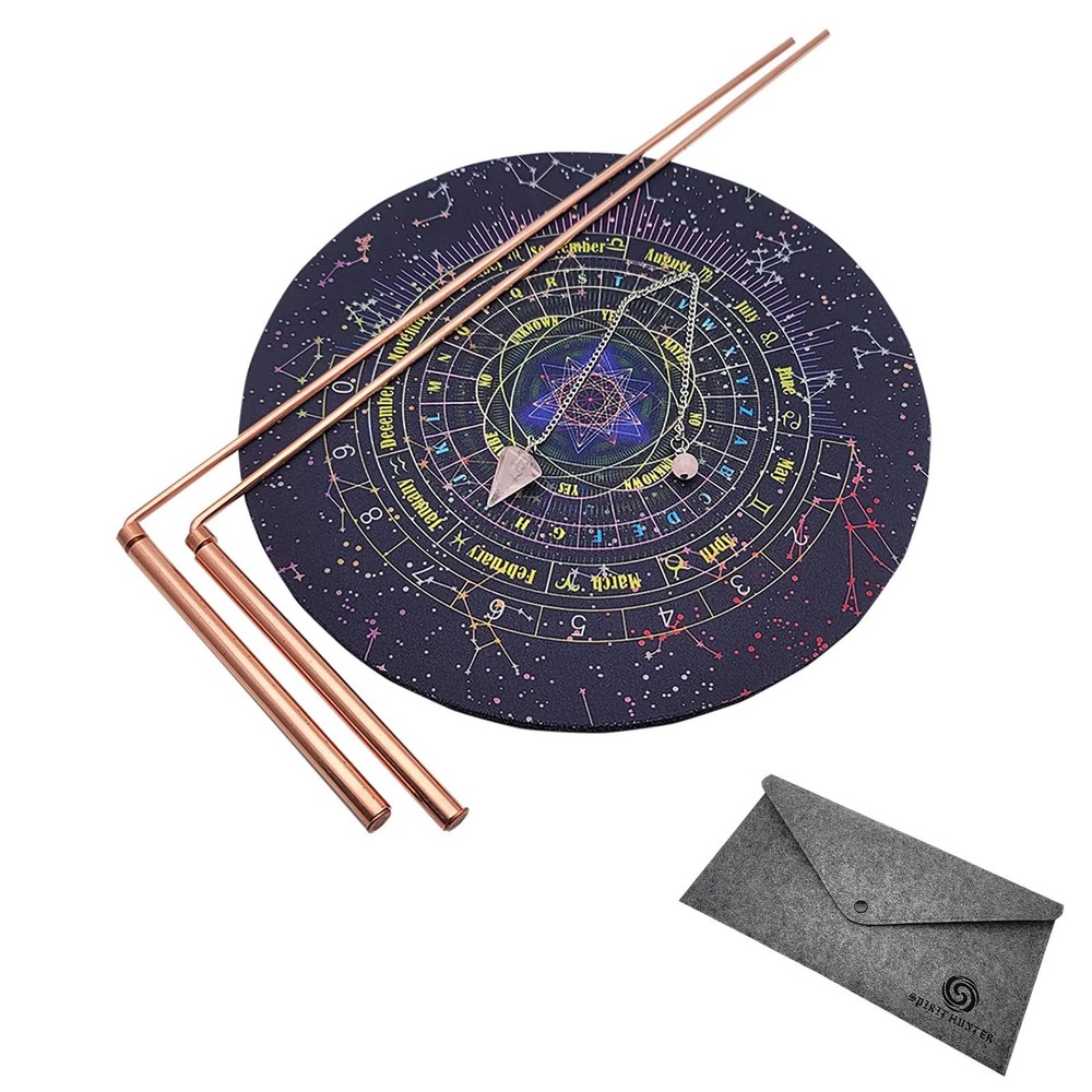 Copper Dowsing Rods Kit - Witching Rods/2pcs + Dowsing Pendulum + Divination ...