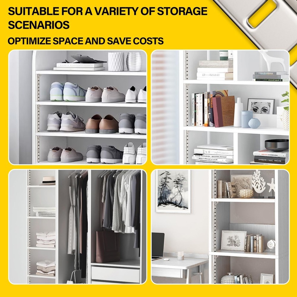 Adjustable Shelf Bracket 40 Inch 8 Pack Silver Shelf Pilaster Strips Shelf Ra...