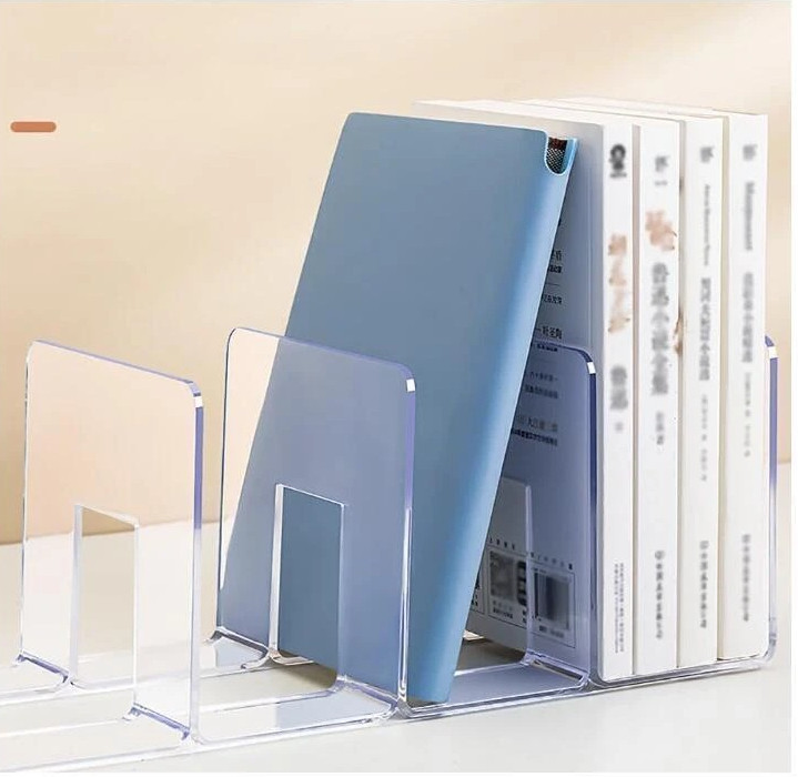 Desktop Acrylic File Organizer with 4 Compartments,Invisible Floating Bookshelf