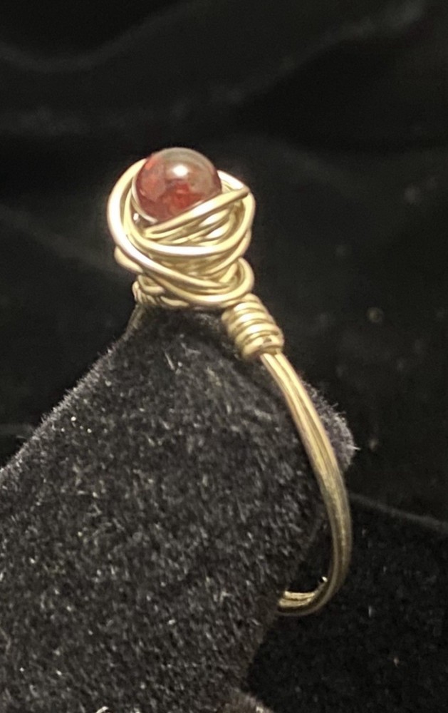 Garnet Silver Ring Wrap Ring Size 6