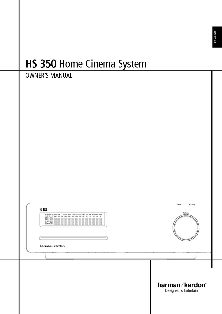 Harman Kardon HS350 Receiver Owners Manual