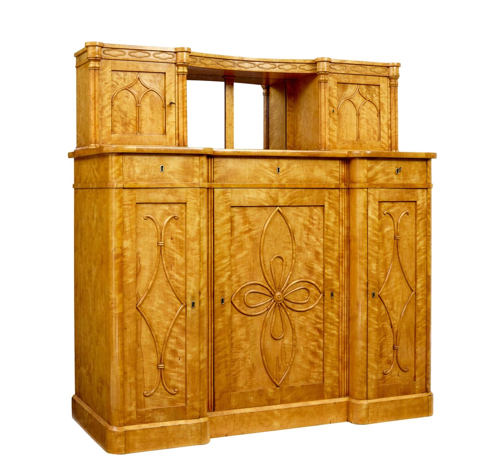 MID 19TH CENTURY SWEDISH BIRCH BUFFET SIDEBOARD