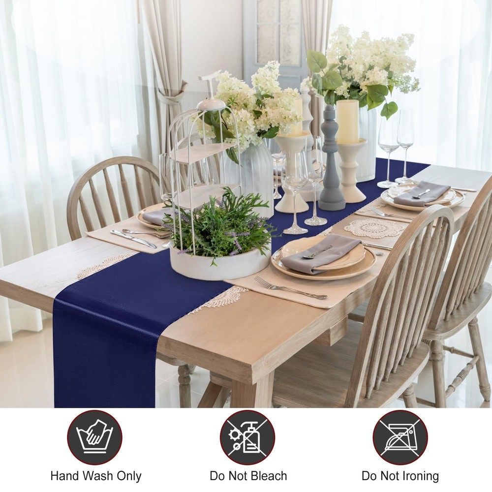 Blue Table Runner 12x108 Inch - 4 Pack Satin Table Runners, Smooth Table Runn...