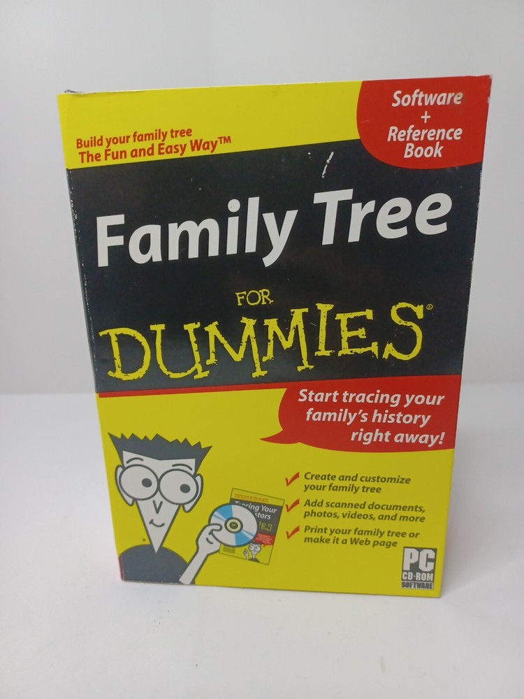 Family Tree For Dummies Software (PC CD-ROM) + Reference Book NEW Sealed