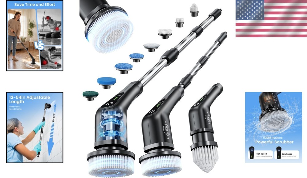 Powerful Electric Spin Scrubber with Waterproof Design & 2- Protection Plan