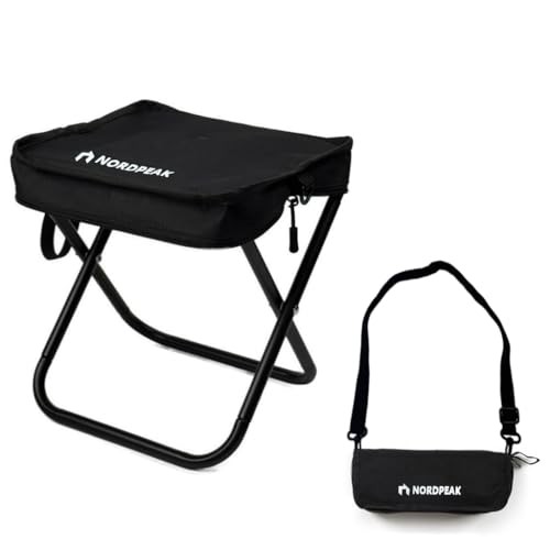 Compact Foldable Stool with Shoulder Strap, Heavy Duty 350lbs Support,