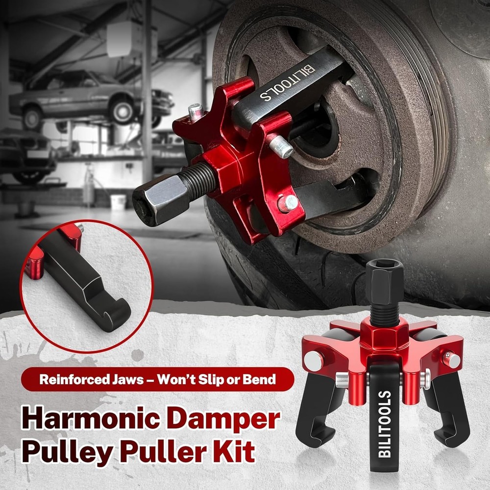 Harmonic Balancer Puller Set for Crankshaft Dampers – 3 Jaw Pulley Puller Rem...