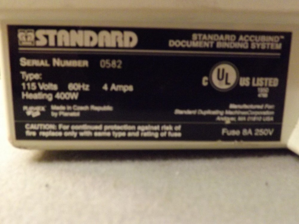 STANDARD ACCUBIND DOCUMENT BOOK BINDING MACHINE BINDER 400W HEATING PARTS