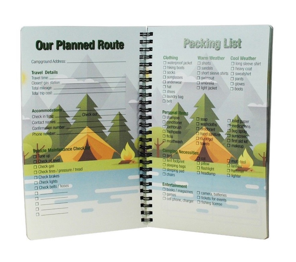 Camping Planner and Scrapbook, 5 Trips, 20 Page Protectors, Wire Bound