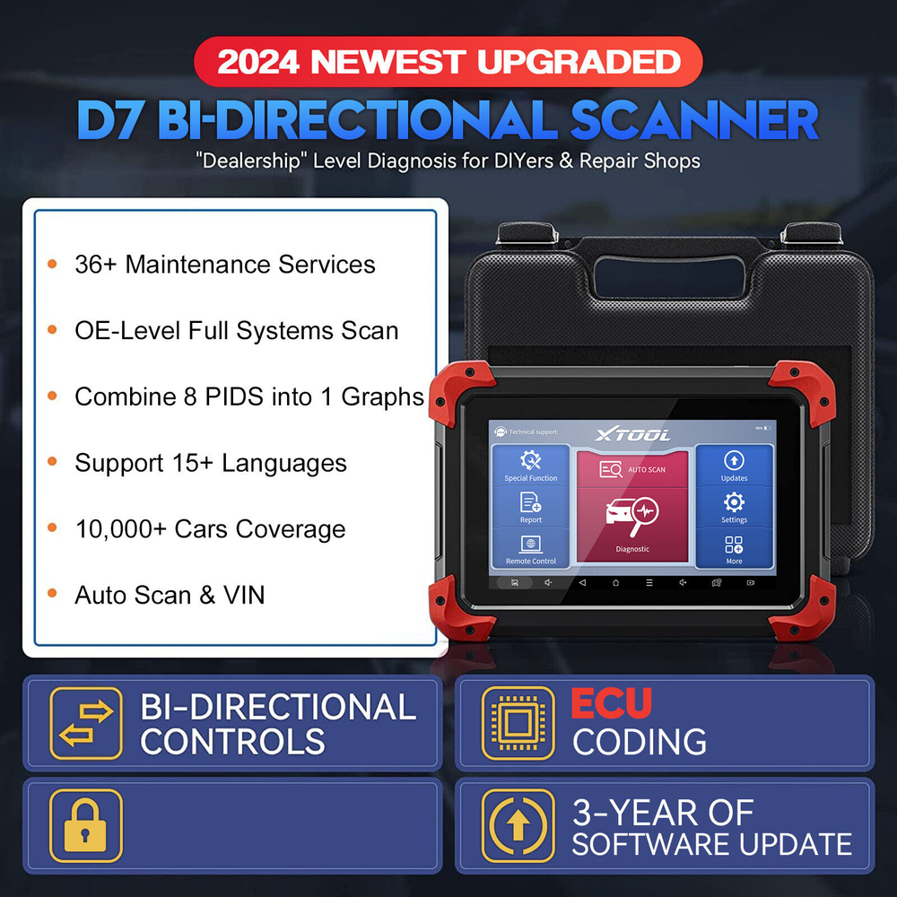 XTOOL D7 Bidirectional OBD2 Auto Car Diagnostic Full Systems Scanner E.CU Coding