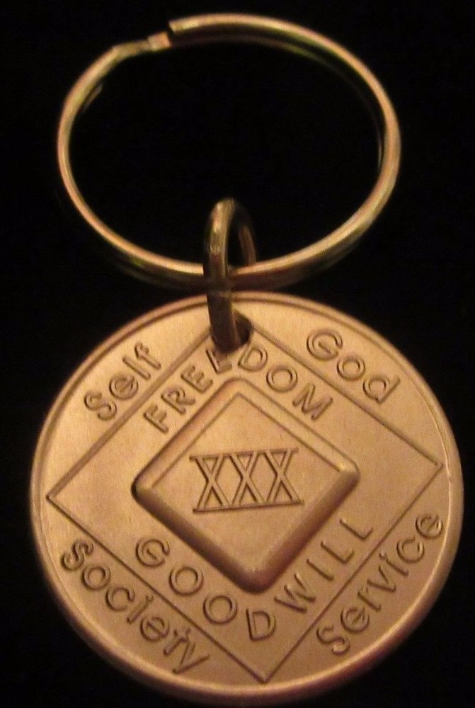 NARCOTICS ANONYMOUS NA KEY TAG 30 YEAR Keyring medallion Clean