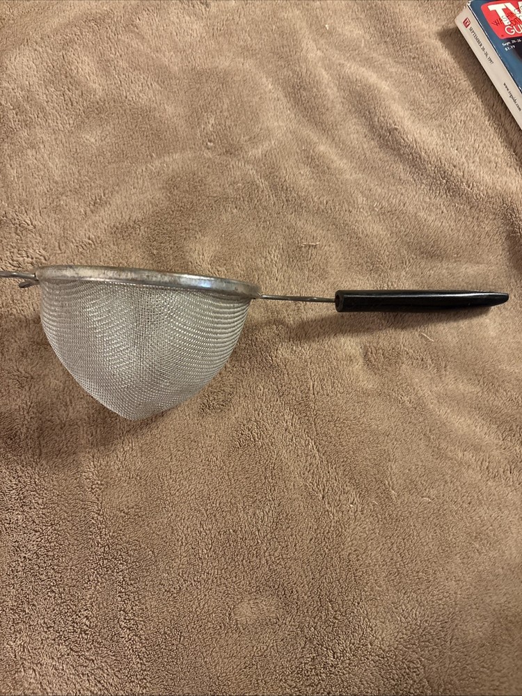 Vintage Wire Mesh Strainer Sifter Black Handle 12”