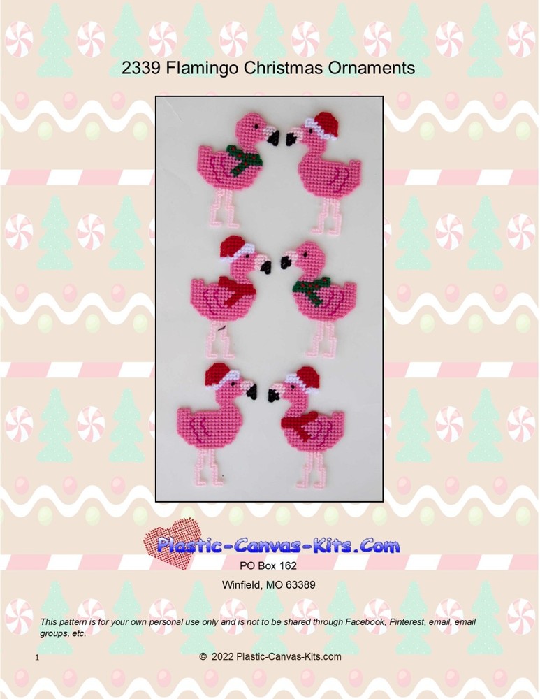 Flamingo Christmas Ornaments- Plastic Canvas Pattern or Kit