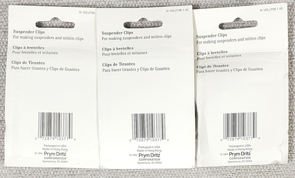 3 Pkgs. 6 SUSPENDER CLIPS 1" Dritz Hardware NEW in Pkg. #10