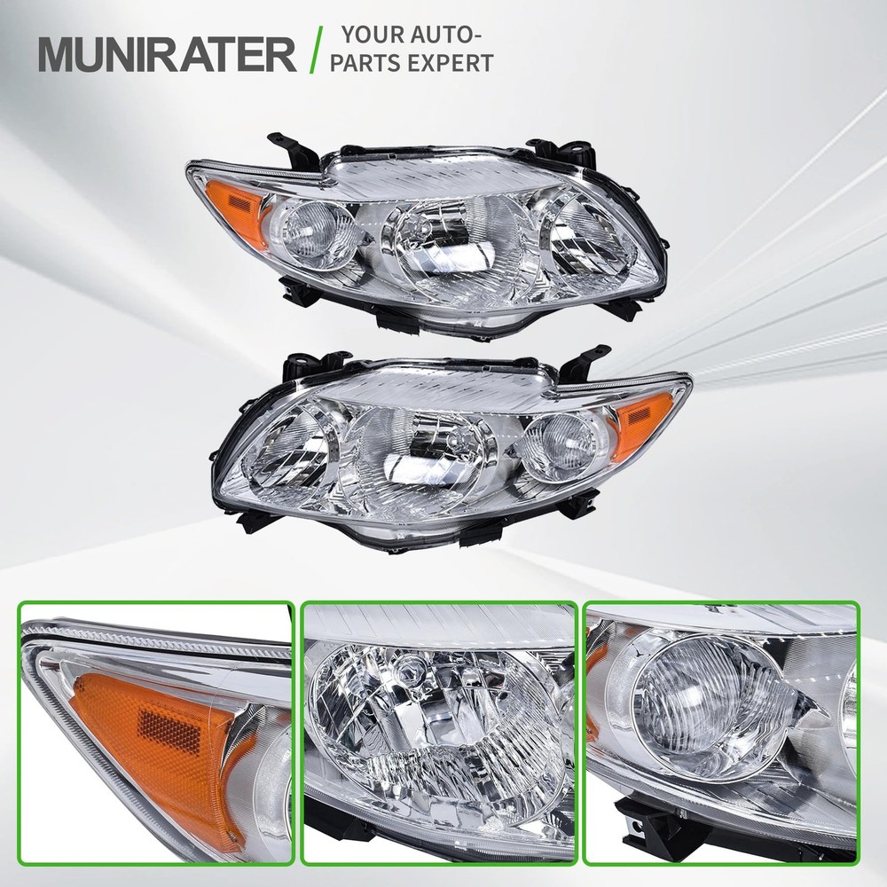 Headlights Assembly Silver Headlamp Replacement for 2009 Chrome,Silver Medium