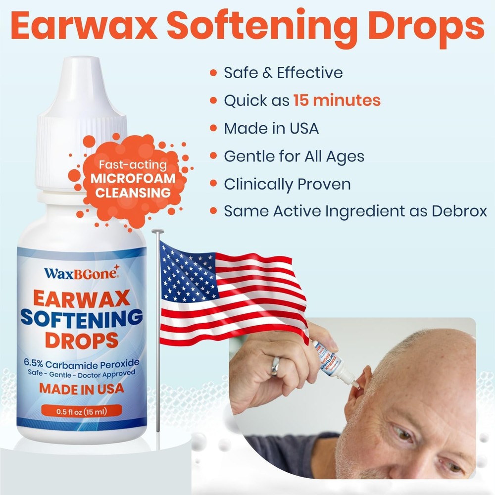 WaxBgone Ear Wax Removal Drops - Dissolves with Gentle Foaming...