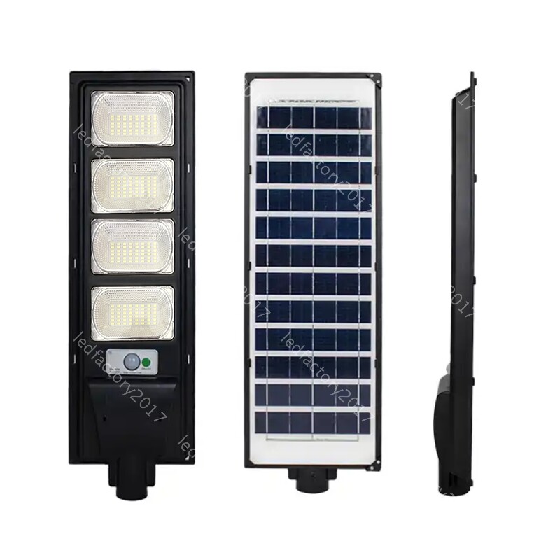 600W LED Solar Steert Lamp Frontyard Security Waterproof w/ Remote Control Pole